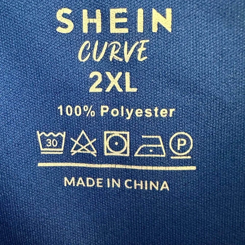 Positive Vibes Graphic Blue T-Shirt Shein Curve 2XL Polyester Womens Casual Roun - Picture 4 of 4